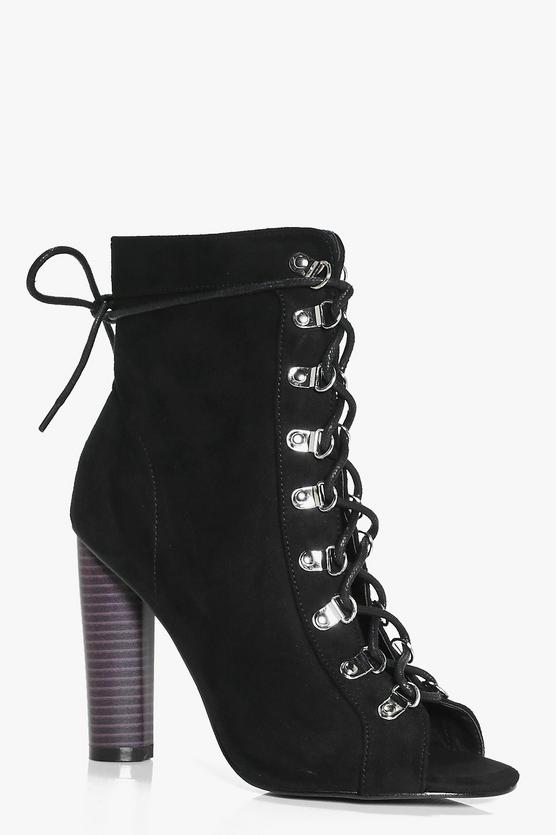 Rebecca Lace Up Block Heel Shoe Boot